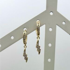 Elegant Gold and Silver Lightning Bolt Earrings